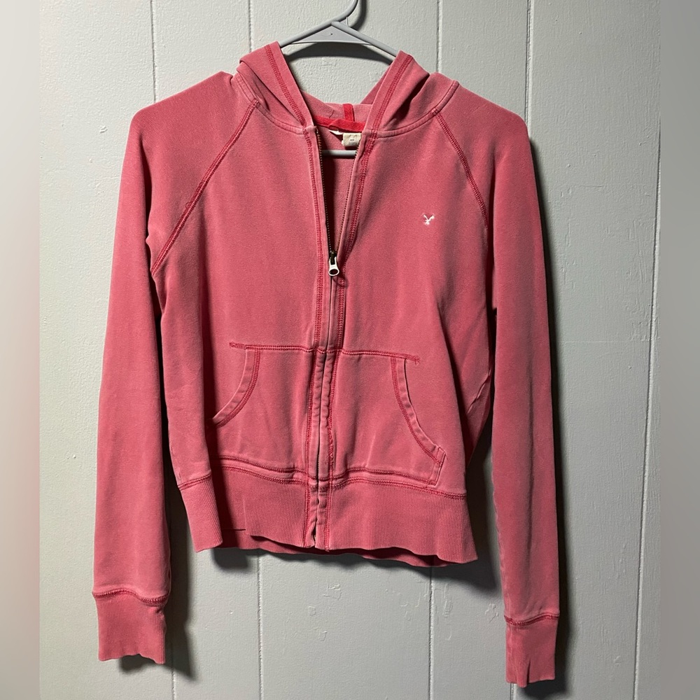Pink American Eagle Zip Up Hoodie